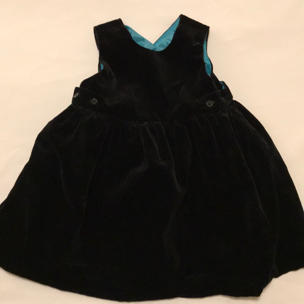 BabyGAP black velvet w/teal lining dress